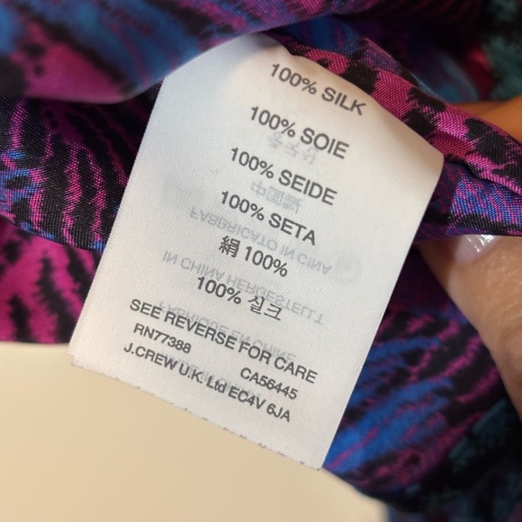 JCrew Abstract silk Pink and Blue Women's Top size 10 - Picture 4 of 6